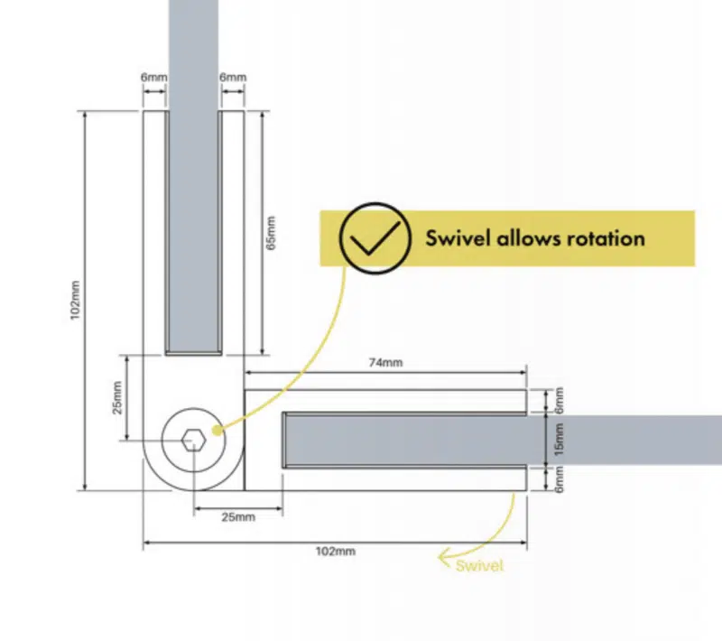 SWIVEL Clamp  (90º - 180º) - SS316 - Image 2