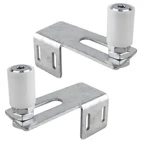 XPRESS Screening - Sliding Gate Nylon ROLLER x 2Includes 1 x left and 1 x right zinc plated steel mounting bracket with rollers(fixings not included)