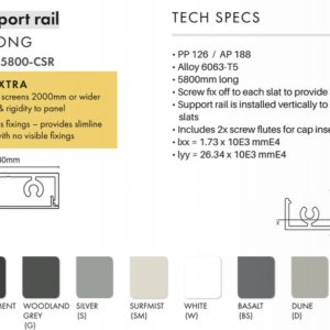 CENTRE SUPPORT RAIL - 5800MM - KWI - Image 2