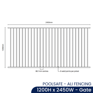 PoolSafe Panel - 2450W x 1200H - Aluminium - Monument - Image 2