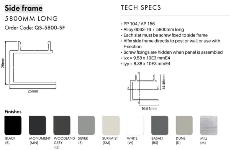 QS - SIDE FRAME - 5800mm - MN - Image 2