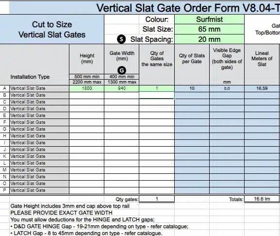 Custom Vertical Slat Gate - Ross - Surfmist - Image 2