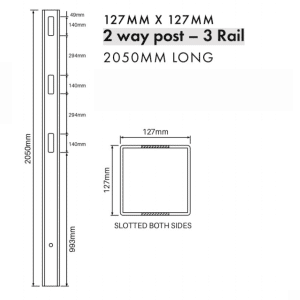 3 RAIL FENCING - 2 Way Post - 2050H - Image 2