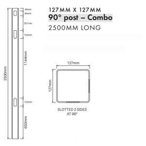 COMBINATION: Privacy+ 90-Degree Corner Post - 2500H - Image 2