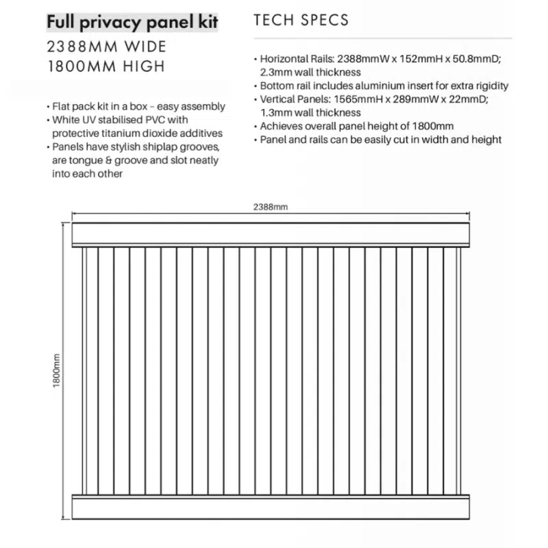FULL PRIVACY - PANEL - 2388W x 1800H - Image 3