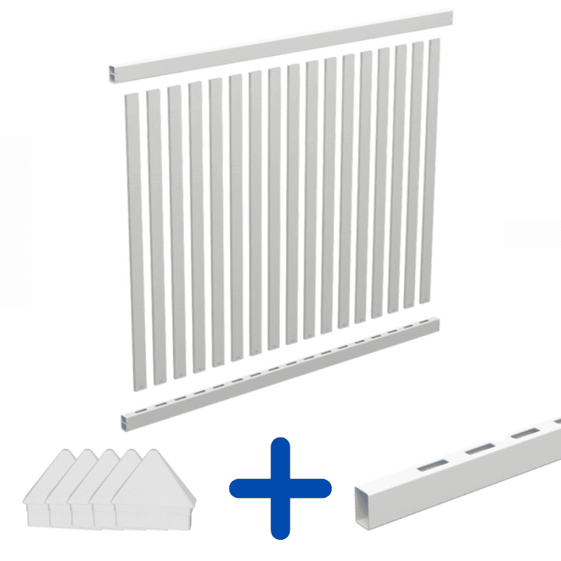 VERTICAL PICKET KIT: Fence Panel - 2338W x 1800H | MidRail | Paling Toppers